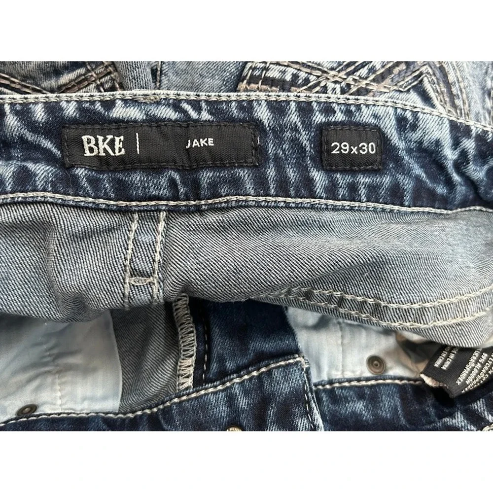 Buckle BKE Jake Straight Leg Acid Wash Distressed Blue‎ Denim Jeans 29x30 Mens